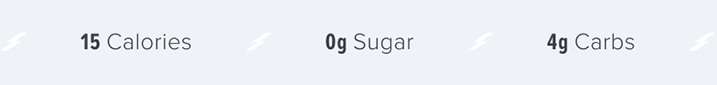 15 calories, 0 g sugar, 4g carbs