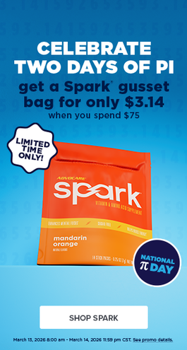 Celebrate Two Days of PI, get a Spark&reg; gusset bag for only $3.14 when you spend $75.