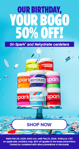 Our Birthday, Your BOGO 50% Off on Spark and Rehydrate Canisters!