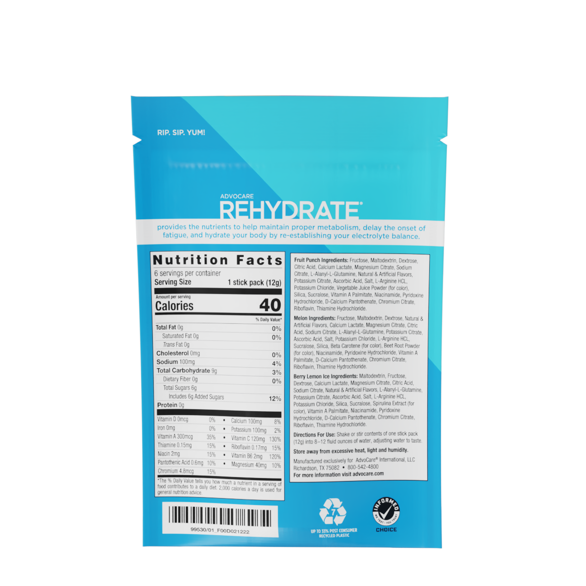 AdvoCare Rehydrate® Sample Pack AdvoCare