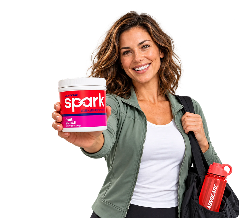 Woman holding a canister of Spark