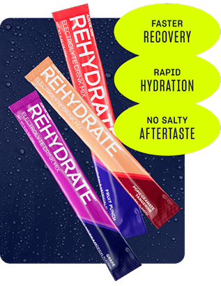Rehydrate Stick Packs. Faster Recovery, Rapid Hydration, No Salty Aftertaste.
