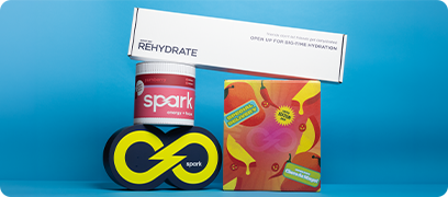 An AdvoCare&reg; PR Box stacked up on a blue background.